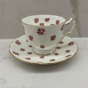 Vintage Aynsley Pink Rose Rosedale Floral Crocus Tea Cup & Saucer England